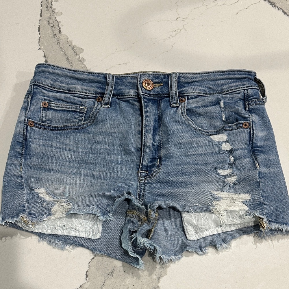 American Eagle Outfitters Distressed Blue Jean Shorts